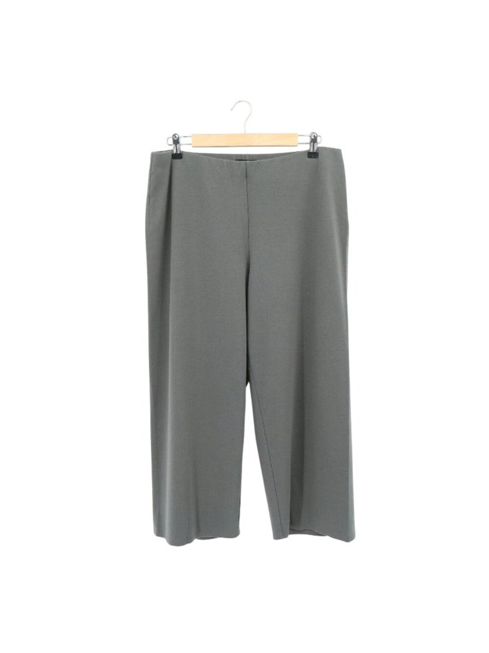 Eileen Fisher Organic Cotton Wide Leg Cropped Gray Pants L